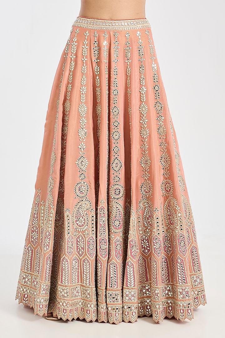 Pink Tissue Mirror Embroidered Wedding Lehenga Set by Suhino at Pernia's Pop Up Shop