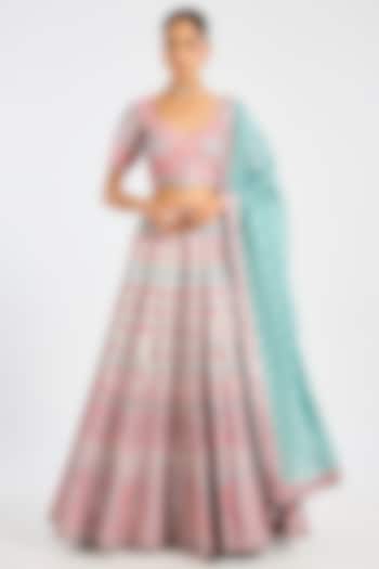 Grey Tissue Embroidered Wedding Lehenga Set by Suhino at Pernia's Pop Up Shop