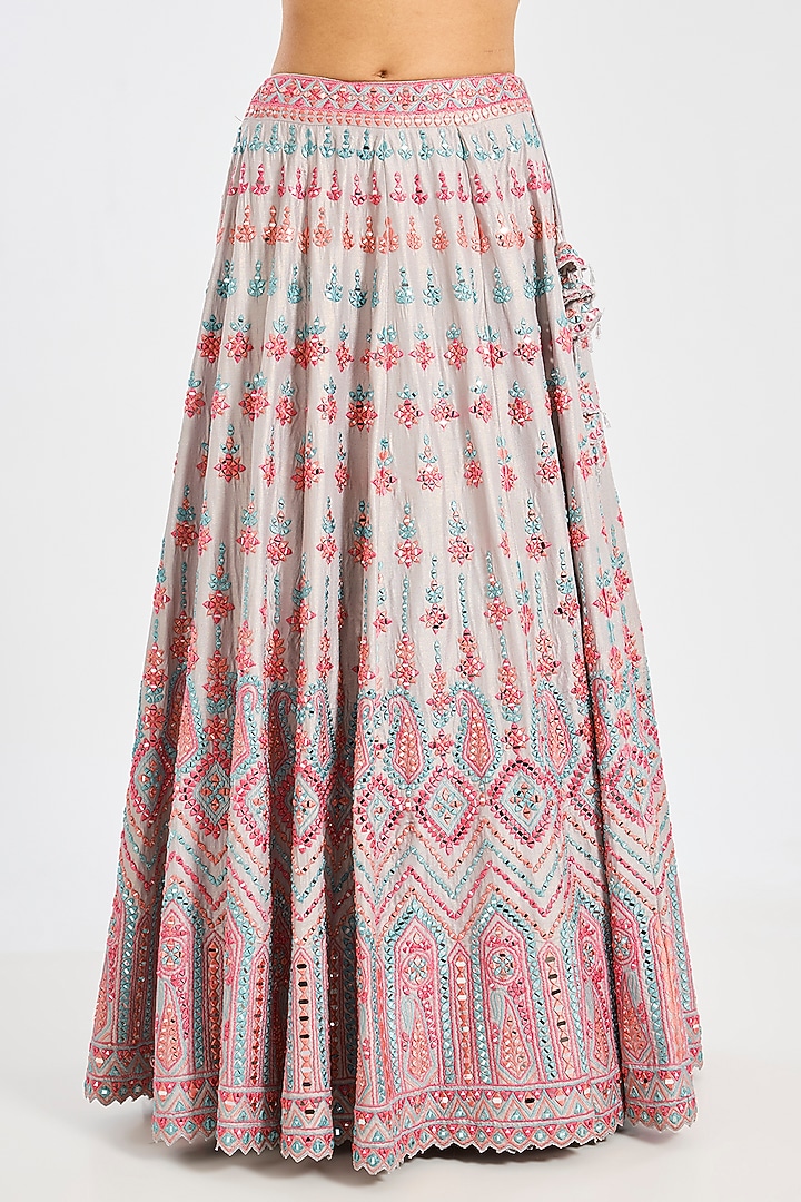 Grey Tissue Embroidered Wedding Lehenga Set by Suhino at Pernia's Pop Up Shop