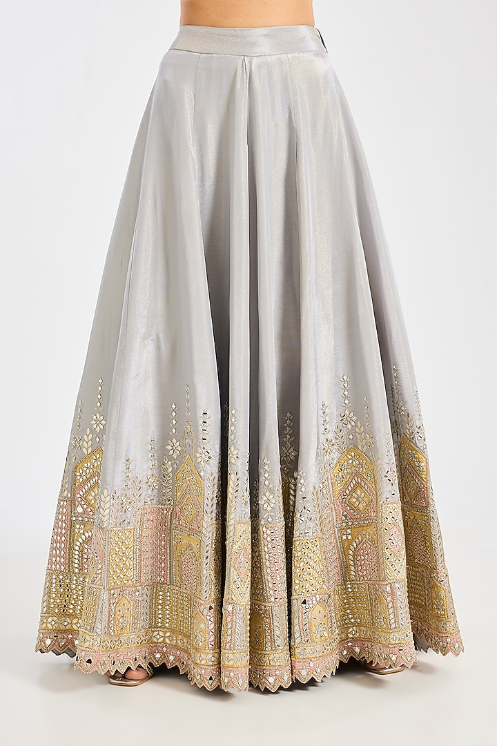 Grey Tissue Embroidered Wedding Lehenga Set by Suhino at Pernia's Pop Up Shop