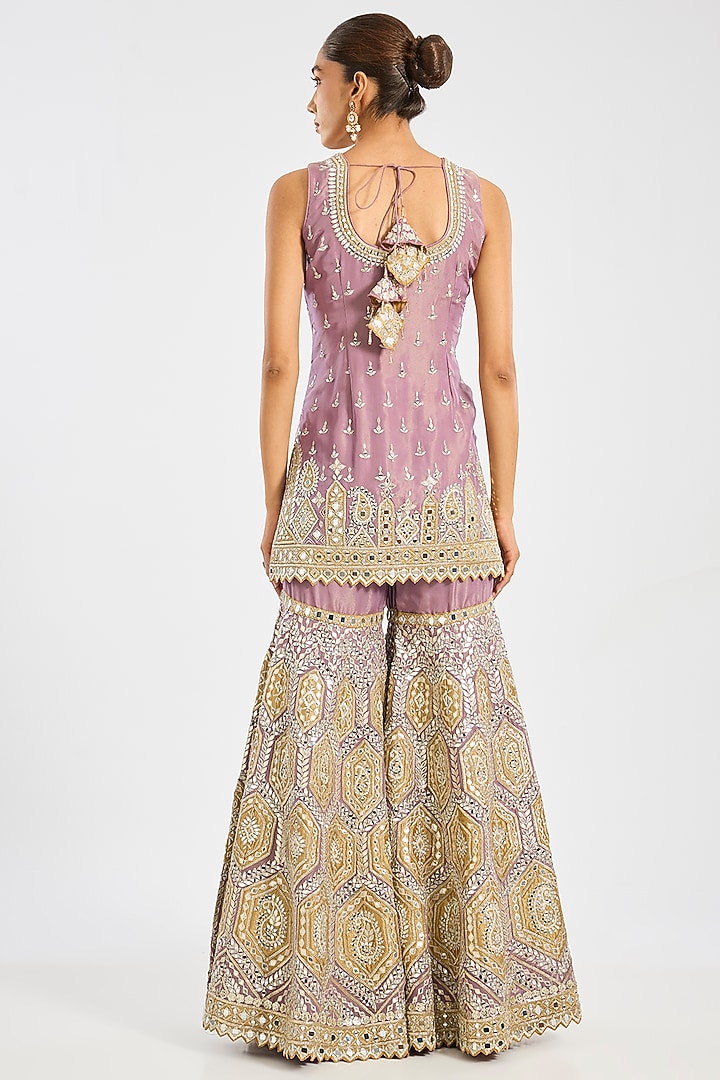 Mustard Tissue Embroidered Gharara Set by Suhino at Pernia's Pop Up Shop