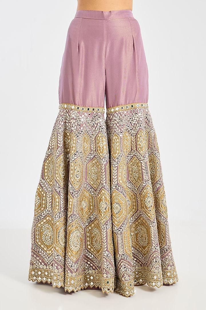Mustard Tissue Embroidered Gharara Set by Suhino at Pernia's Pop Up Shop