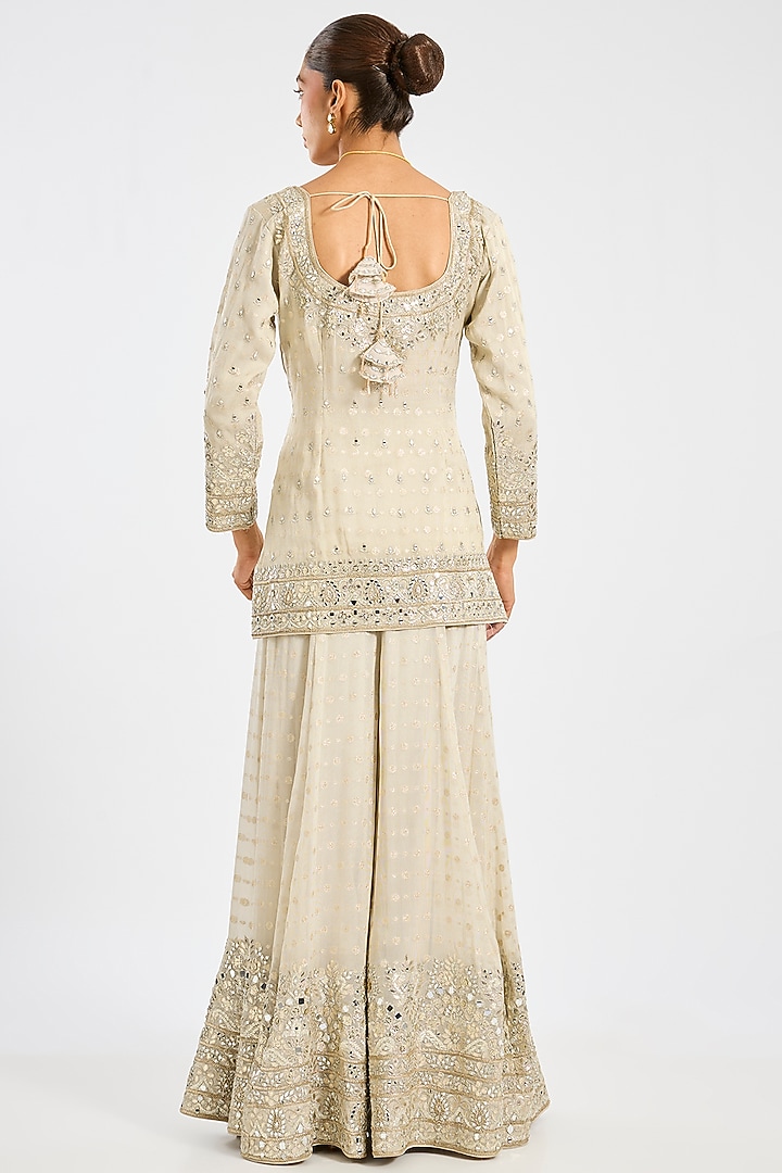 Ivory Tissue Embroidered Wedding Sharara Set by Suhino at Pernia's Pop Up Shop