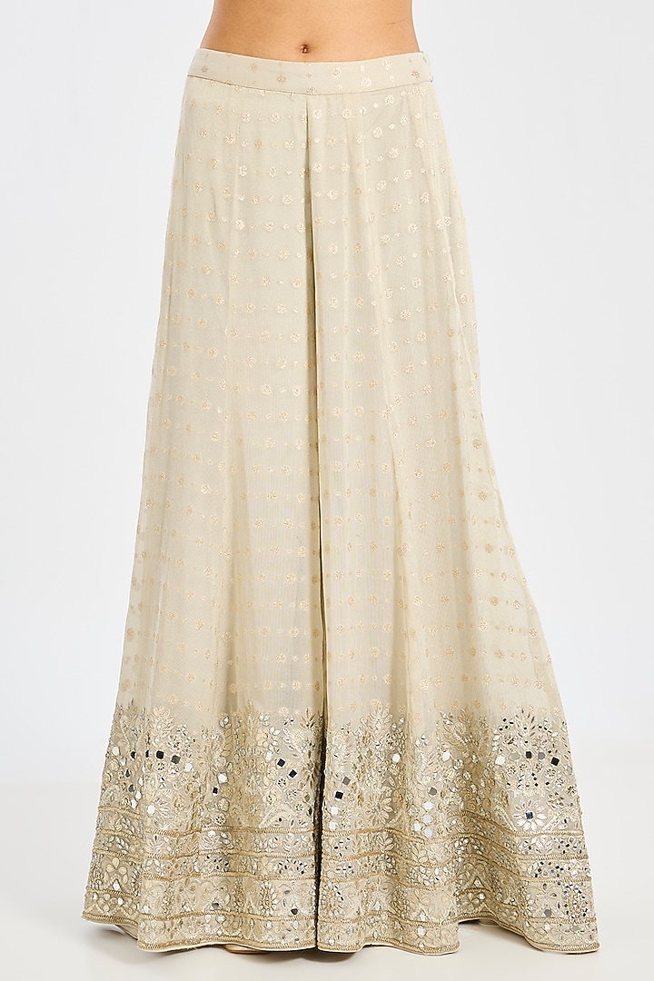 Ivory Tissue Embroidered Wedding Sharara Set by Suhino at Pernia's Pop Up Shop