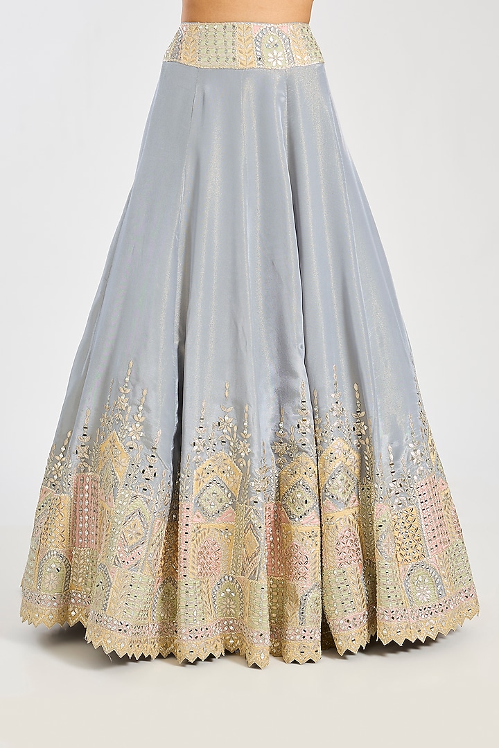 Grey Tissue Embroidered Wedding Lehenga Set by Suhino at Pernia's Pop Up Shop