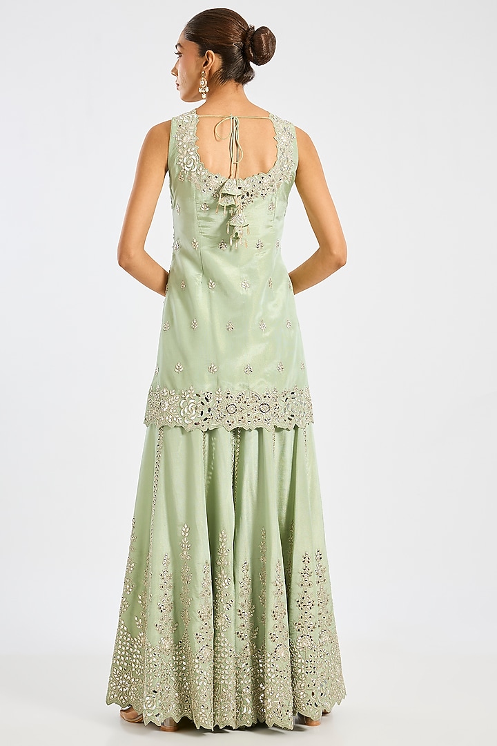 Green Tissue Embroidered Wedding Sharara Set by Suhino at Pernia's Pop Up Shop
