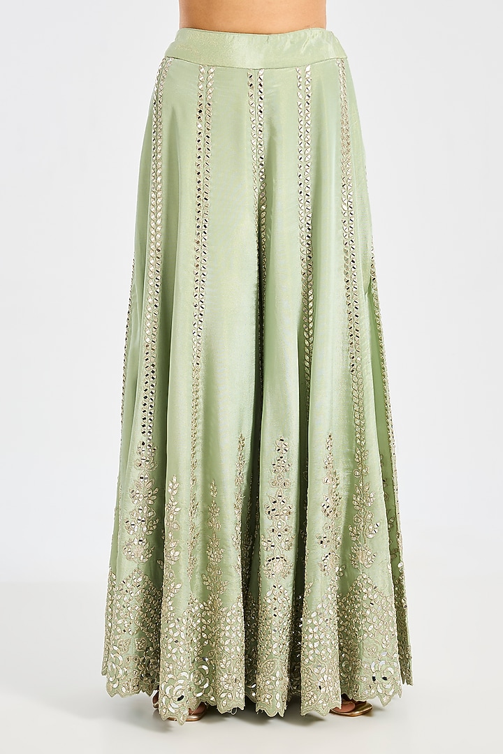 Green Tissue Embroidered Wedding Sharara Set by Suhino at Pernia's Pop Up Shop