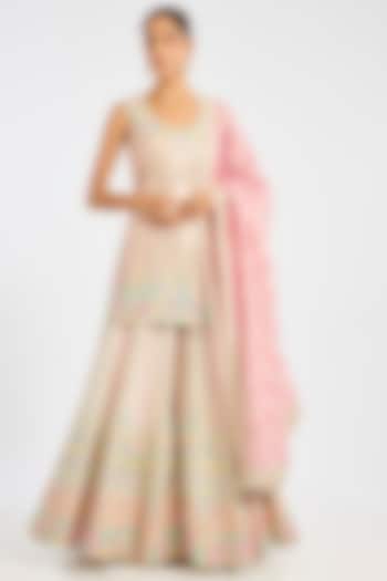 Ivory Tissue Embroidered Gharara Set by Suhino at Pernia's Pop Up Shop