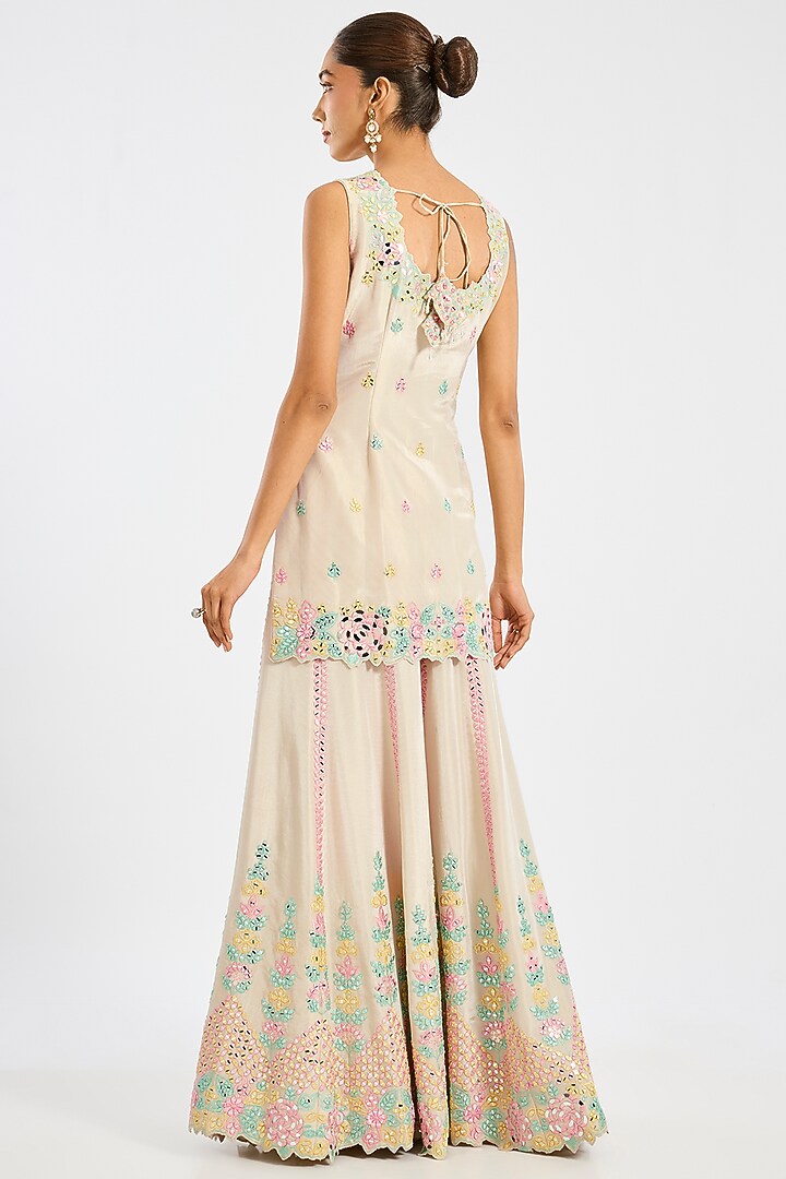 Ivory Tissue Embroidered Gharara Set by Suhino at Pernia's Pop Up Shop