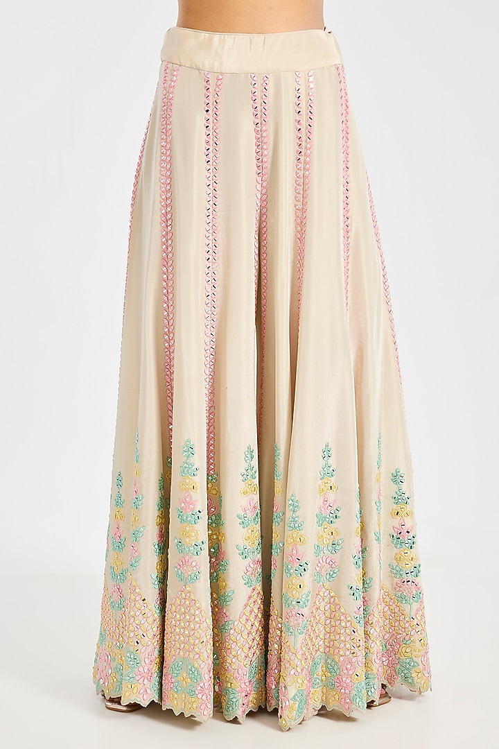 Ivory Tissue Embroidered Gharara Set by Suhino at Pernia's Pop Up Shop