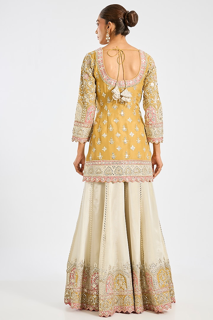 Yellow Tissue Embroidered Wedding Sharara Set by Suhino at Pernia's Pop Up Shop