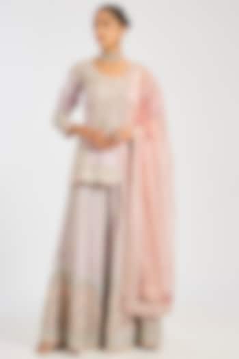 Lilac Tissue Embroidered Gharara Set by Suhino at Pernia's Pop Up Shop