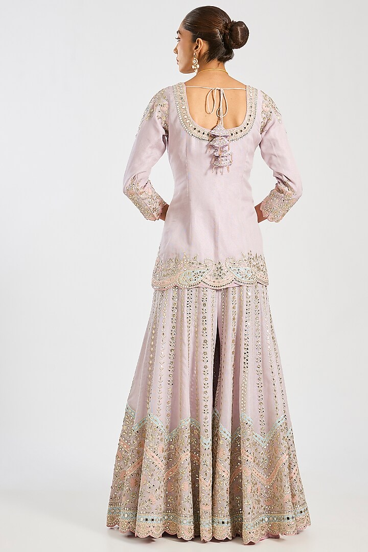 Lilac Tissue Embroidered Gharara Set by Suhino at Pernia's Pop Up Shop