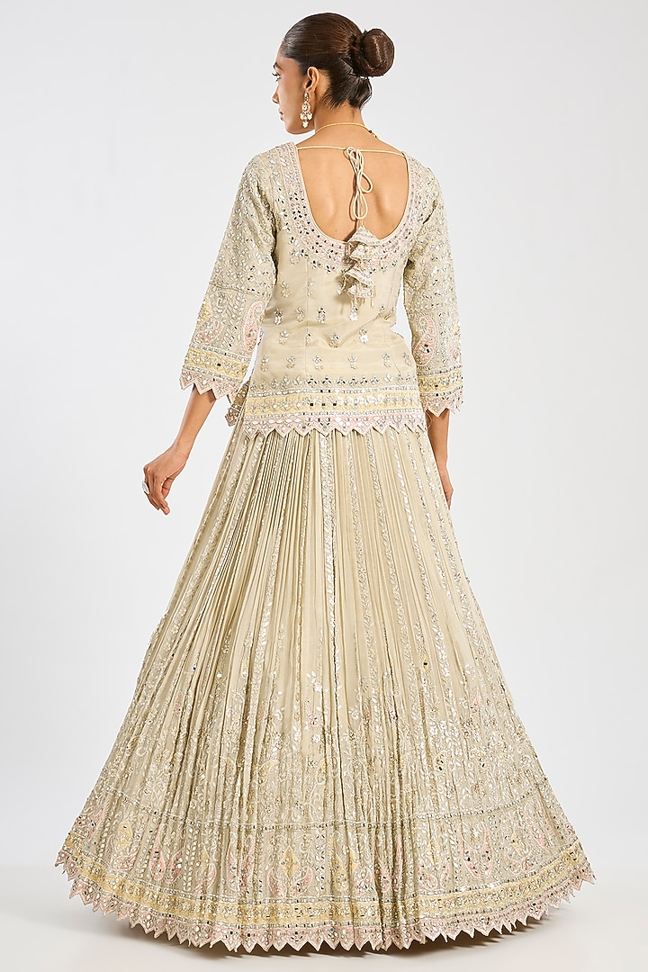 Ivory Tissue Embroidered Wedding Lehenga Set by Suhino at Pernia's Pop Up Shop