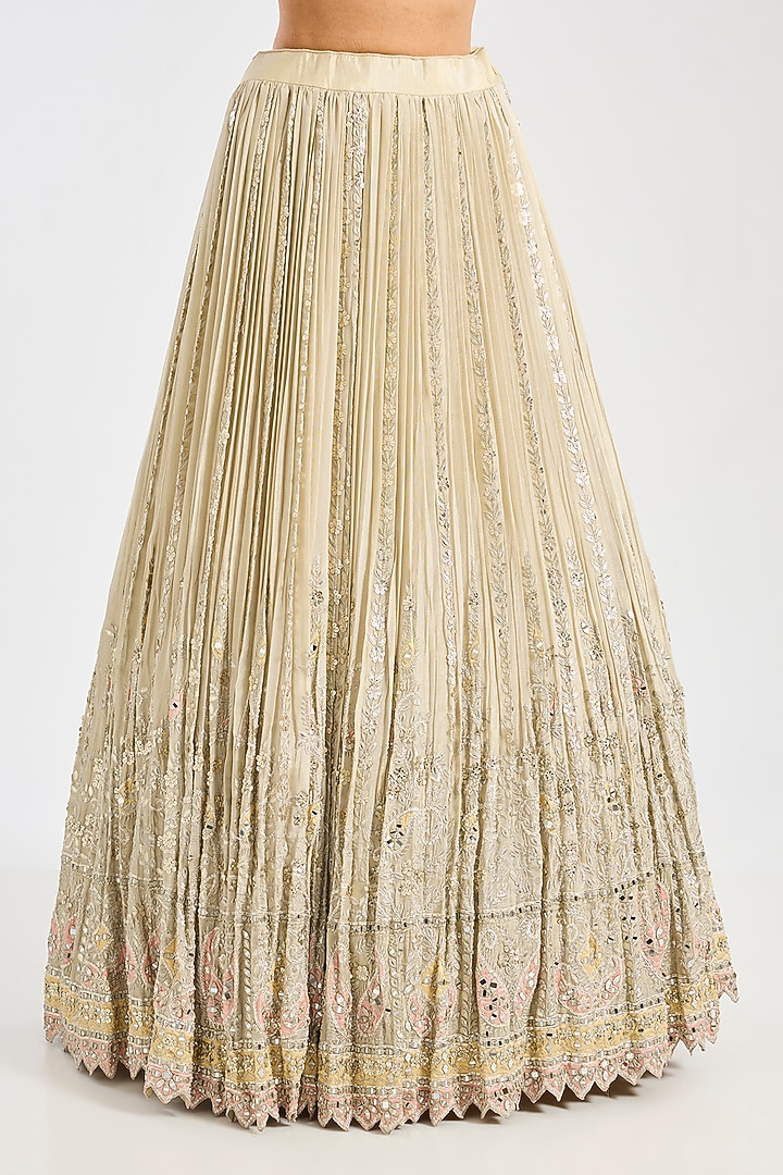 Ivory Tissue Embroidered Wedding Lehenga Set by Suhino at Pernia's Pop Up Shop