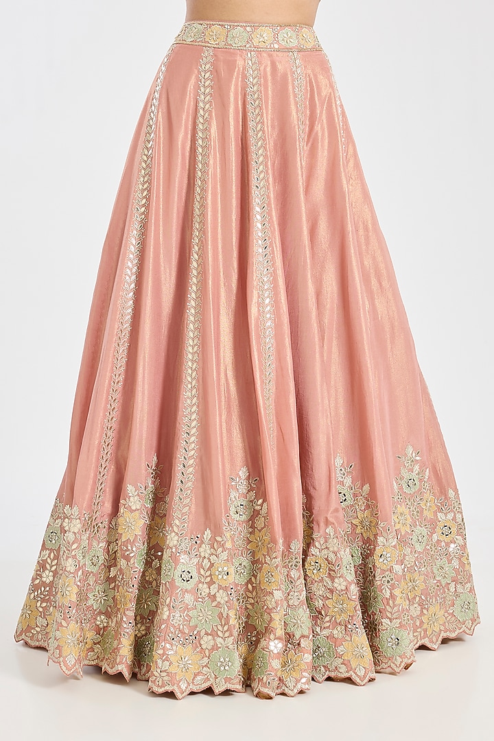 Pink Tissue Embroidered Wedding Lehenga Set by Suhino at Pernia's Pop Up Shop