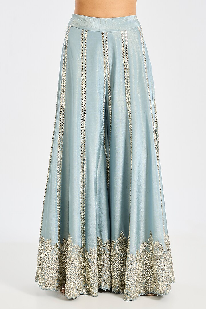 Blue Tissue Embroidered Wedding Sharara Set by Suhino at Pernia's Pop Up Shop