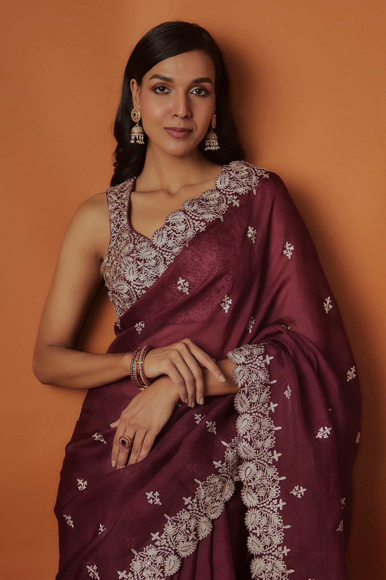 Buy Best Pure Tussar Silk Aari Work Saree with Blouse -The Chennai Silks  Online