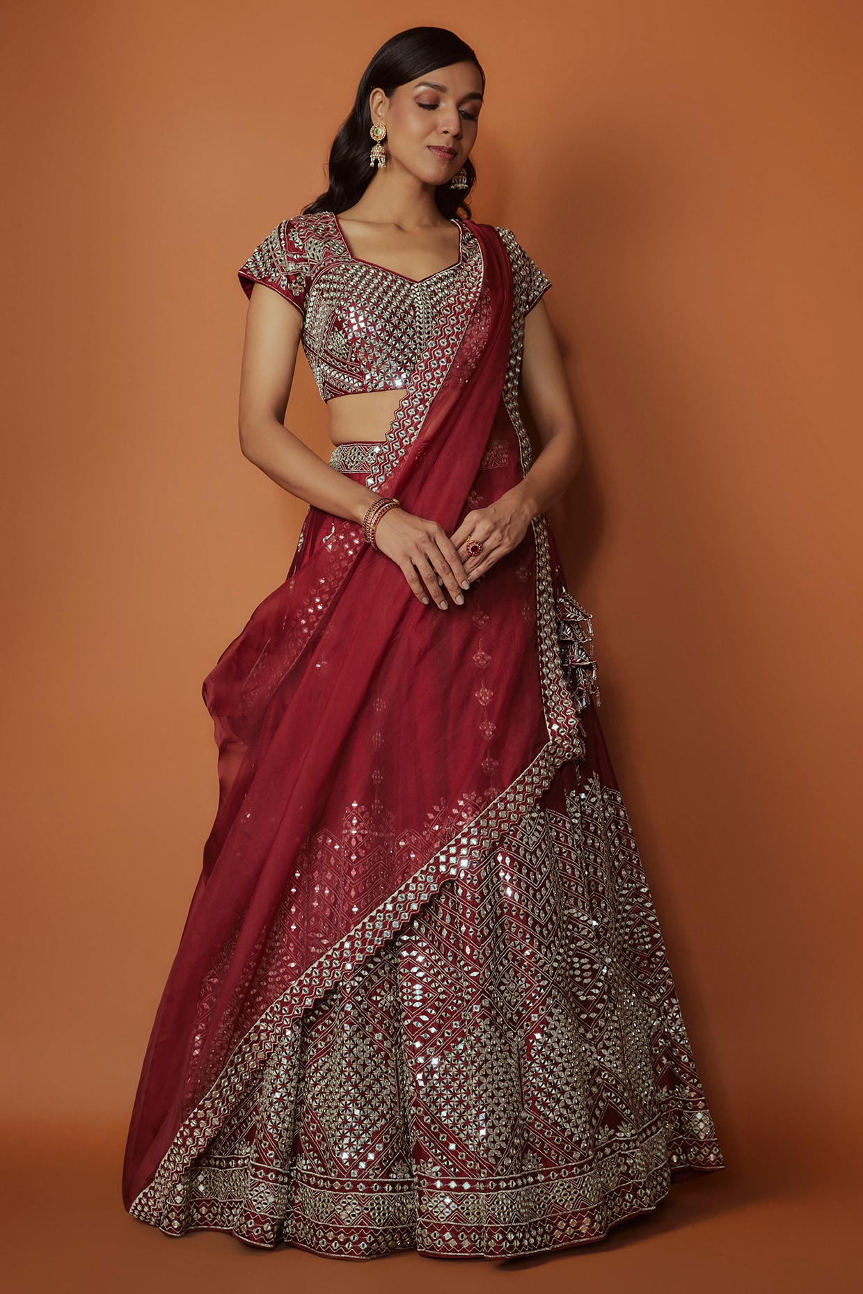 Buy 64/8XL Size Red Bridesmaid Wear Lehenga Choli Online for Women in USA