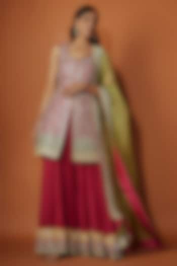 Pink Slub Silk Zari Embroidered Wedding Sharara Set by Suhino at Pernia's Pop Up Shop