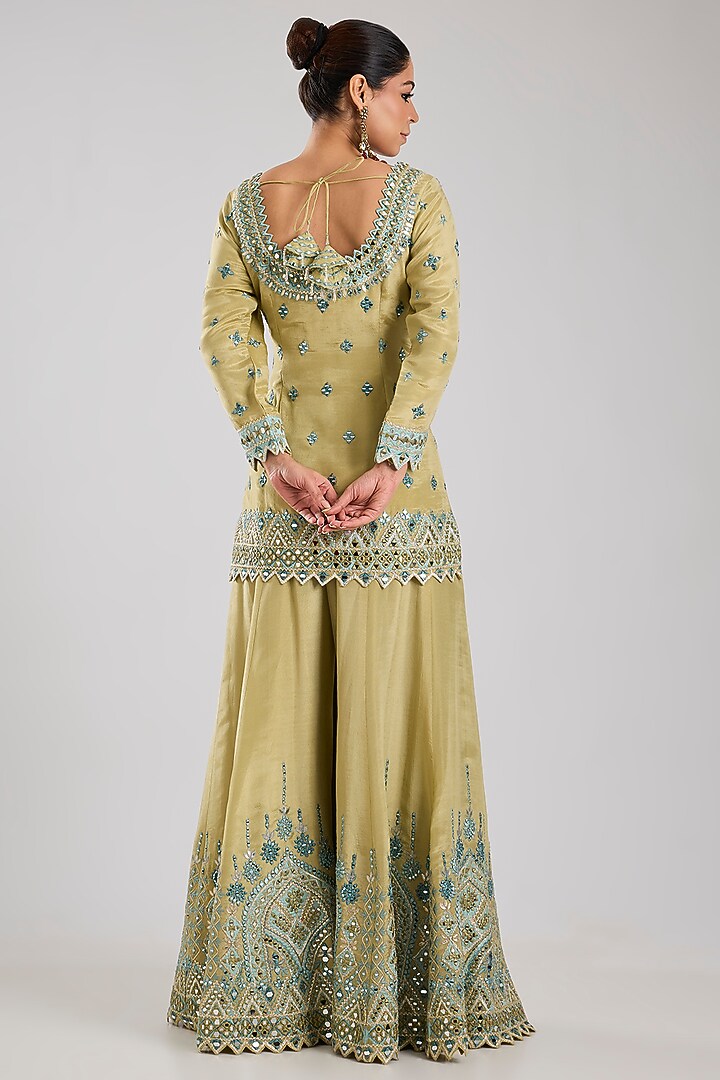 Green Organza Embroidered Wedding Sharara Set by Suhino at Pernia's Pop Up Shop