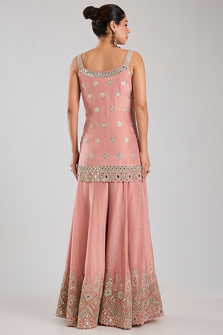 Pink Tissue Embroidered Wedding Sharara Set by Suhino at Pernia's Pop Up Shop