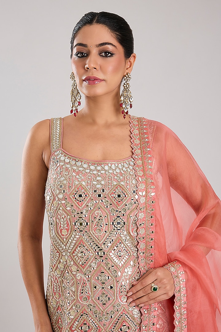 Pink Tissue Embroidered Wedding Sharara Set by Suhino at Pernia's Pop Up Shop