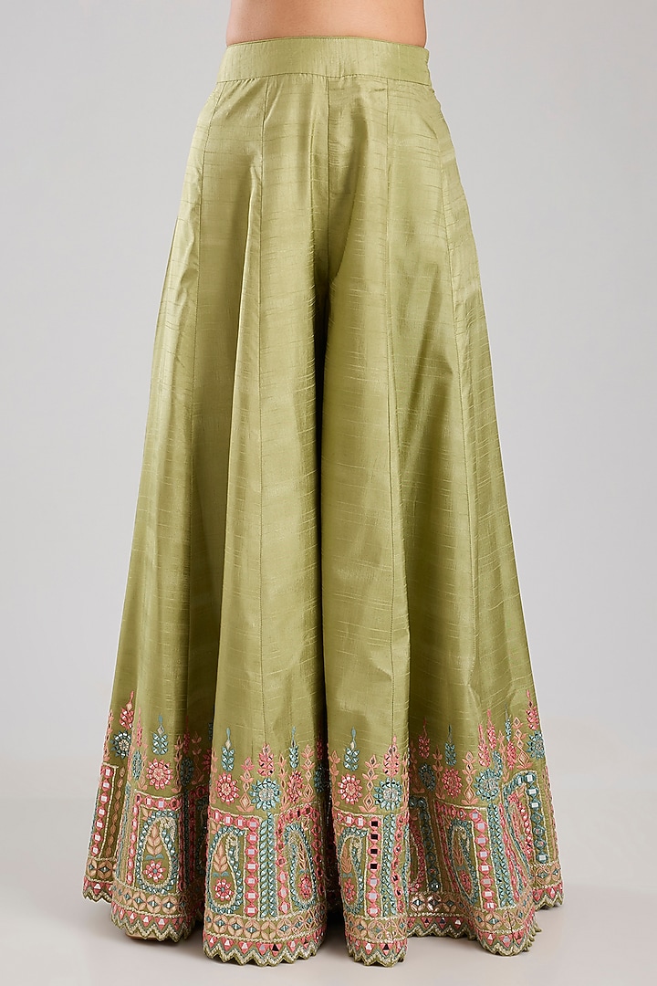 Green Tissue Embroidered Wedding Sharara Set by Suhino at Pernia's Pop Up Shop