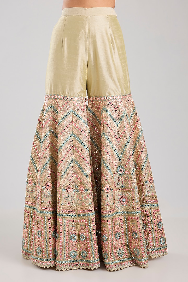 Dusty Green Tissue Embroidered Wedding Sharara Set by Suhino at Pernia's Pop Up Shop