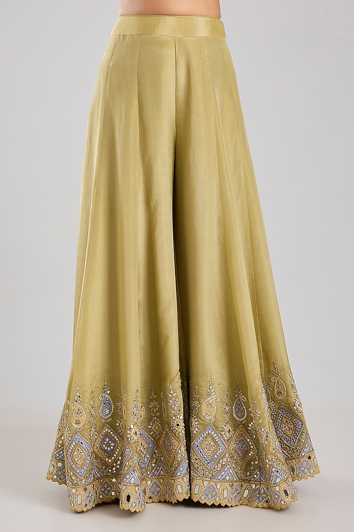Green Tissue Embroidered Wedding Sharara Set by Suhino at Pernia's Pop Up Shop