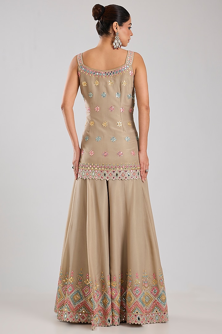 Grey Tissue Embroidered Wedding Sharara Set by Suhino at Pernia's Pop Up Shop