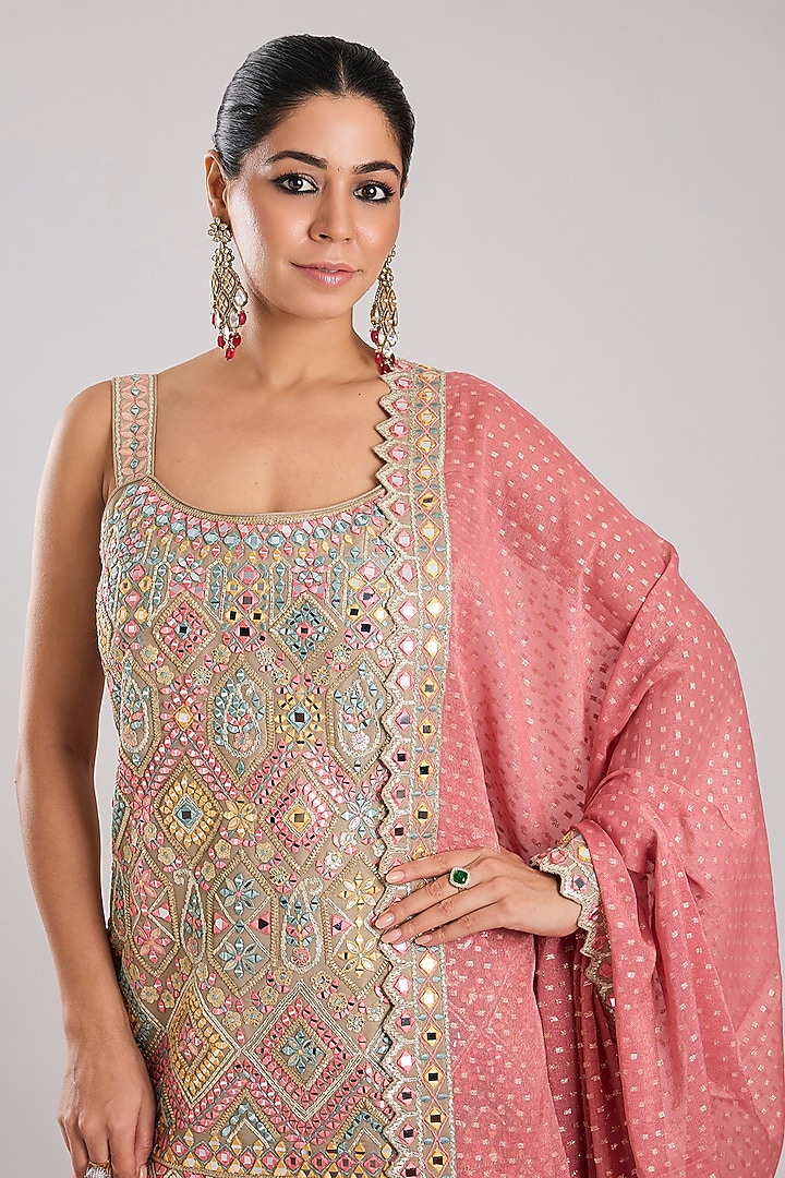 Grey Tissue Embroidered Wedding Sharara Set by Suhino at Pernia's Pop Up Shop