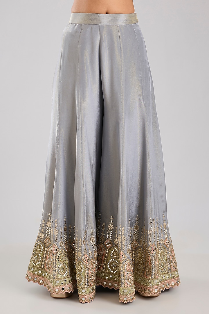 Grey Tissue Embroidered Wedding Sharara Set by Suhino at Pernia's Pop Up Shop