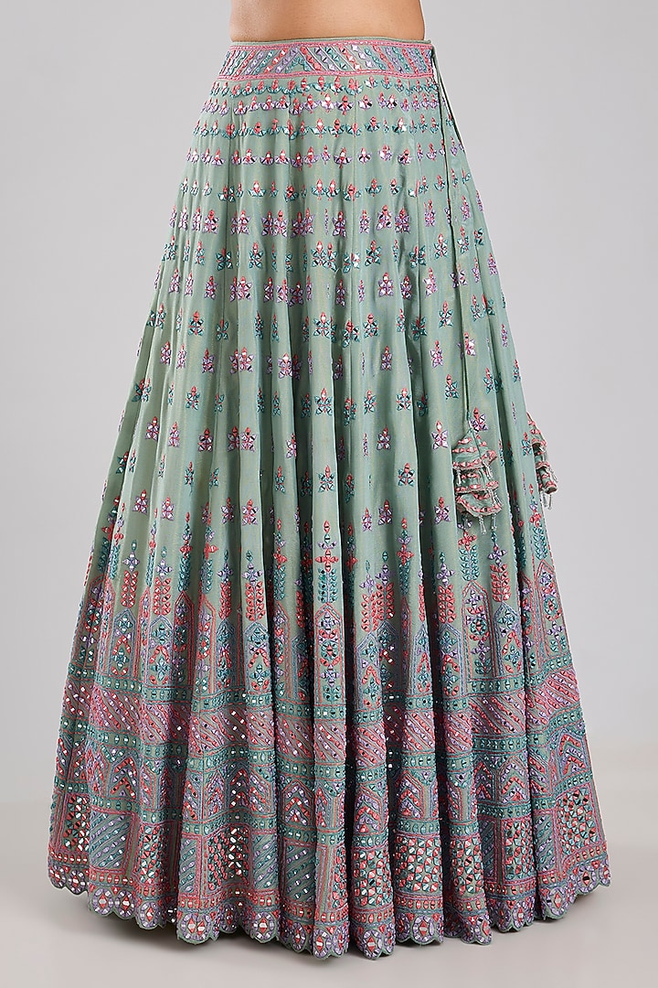 Green Tissue Embroidered Wedding Lehenga Set by Suhino at Pernia's Pop Up Shop