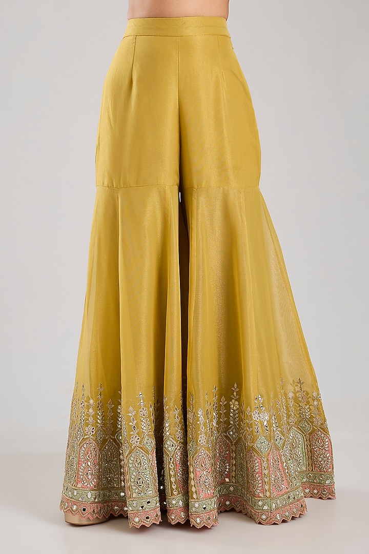 Yellow Tissue Embroidered Gharara Set by Suhino at Pernia's Pop Up Shop