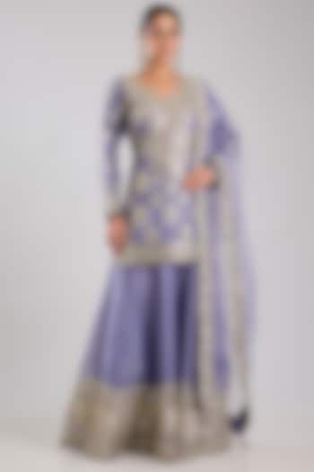 Purple Tissue Embroidered Wedding Sharara Set by Suhino at Pernia's Pop Up Shop
