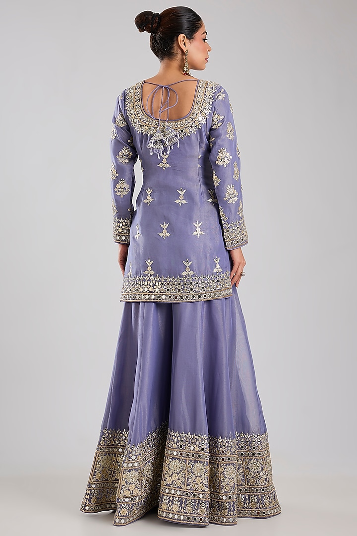 Purple Tissue Embroidered Wedding Sharara Set by Suhino at Pernia's Pop Up Shop