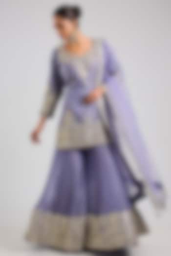 Purple Tissue Gota & Mirror Embroidered Wedding Sharara Set by Suhino at Pernia's Pop Up Shop