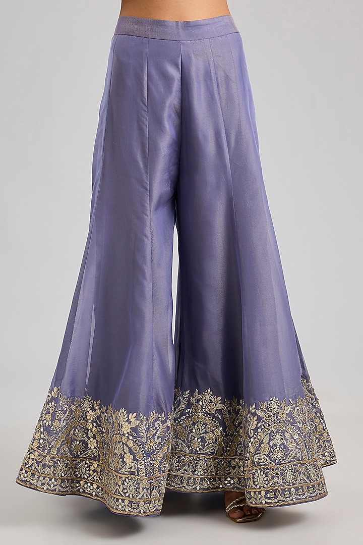 Purple Tissue Gota & Mirror Embroidered Wedding Sharara Set by Suhino at Pernia's Pop Up Shop