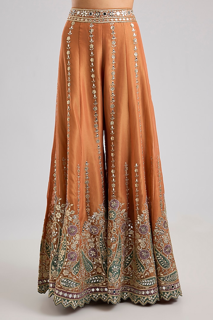 Orange Tissue Mirror Embroidered Wedding Sharara Set by Suhino at Pernia's Pop Up Shop