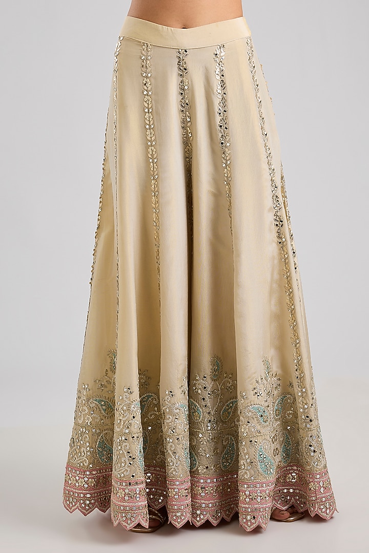 Pink Tissue Patch & Mirror Embroidered Wedding Sharara Set by Suhino at Pernia's Pop Up Shop