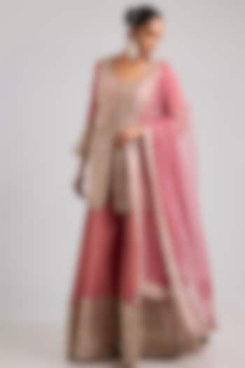 Pink Tissue Mirror Embroidered Wedding Sharara Set by Suhino at Pernia's Pop Up Shop