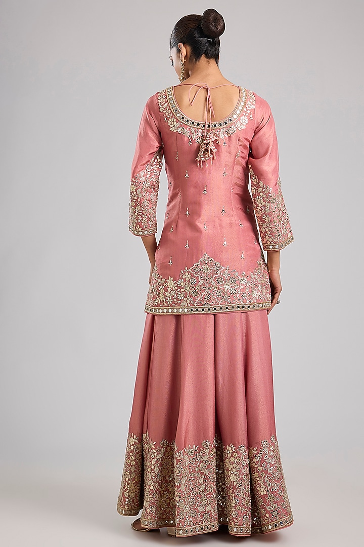Pink Tissue Mirror Embroidered Wedding Sharara Set by Suhino at Pernia's Pop Up Shop