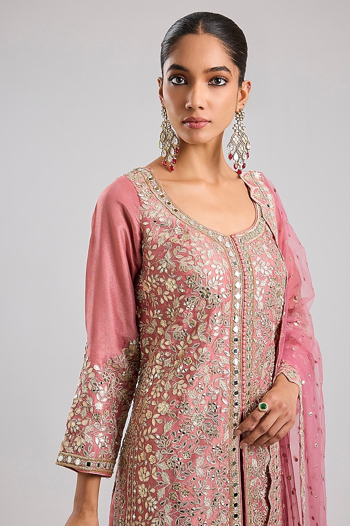Pink Tissue Mirror Embroidered Wedding Sharara Set by Suhino at Pernia's Pop Up Shop