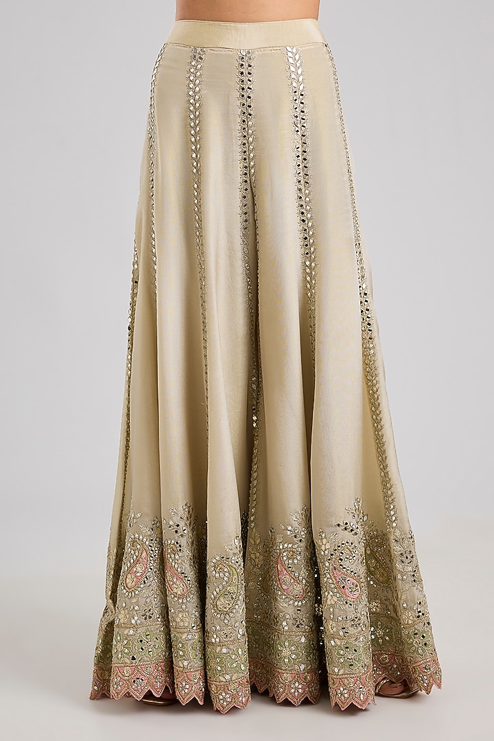 Ivory Tissue Patch & Mirror Embroidered Wedding Sharara Set by Suhino at Pernia's Pop Up Shop