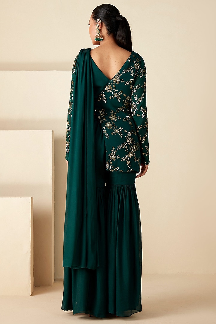 dark green sharara dress Juniper Green Sharara Set  Rimple & Harpreet
