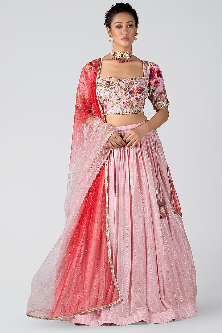 Blush Pink Embroidered Skirt Set by Suruchi Parakh