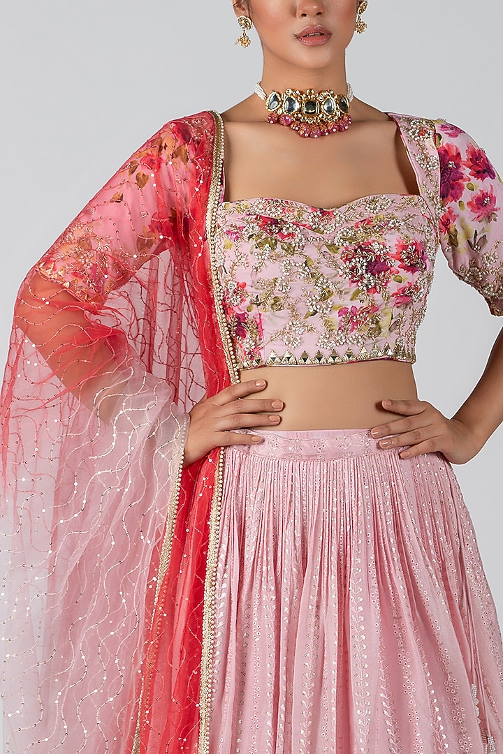 Blush Pink Embroidered Skirt Set by Suruchi Parakh at Pernia's Pop Up Shop