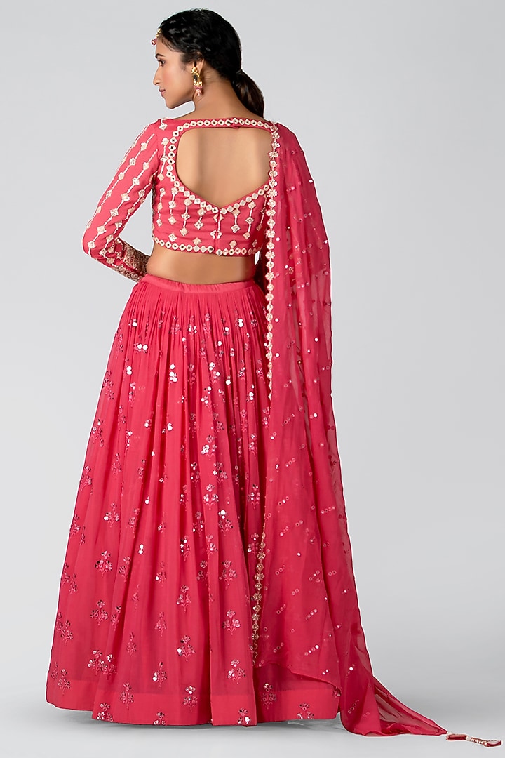 Candy Pink Georgette Skirt Set by Suruchi Parakh at Pernia's Pop Up Shop