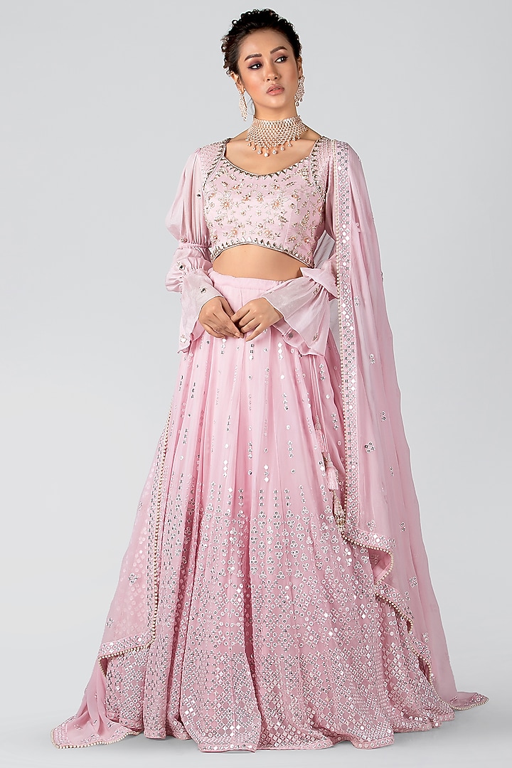 Baby Pink Embroidered Skirt Set by Suruchi Parakh at Pernia's Pop Up Shop